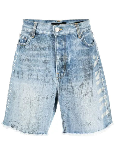 AMIRI - Logo-Print Denim Shorts
