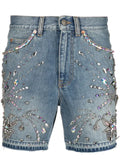 Gucci - Crystal-Embellished Denim Shorts