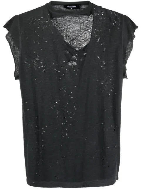 DSQUARED2 - Distressed-Finish Raw-Cut T-Shirt