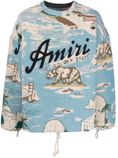 AMIRI - Logo-Print Drawstring Cotton Jumper