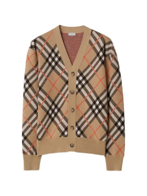 Burberry - Check Wool Mohair Blend Cardigan