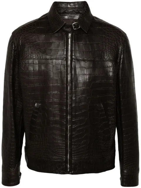 Brioni - Embossed-Leather Jacket