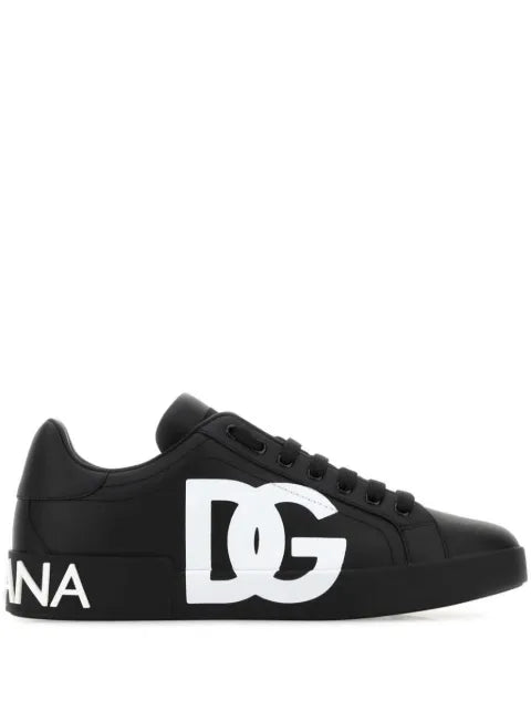 Dolce & Gabbana - Calfskin Nappa Portofino Sneakers With Dg Logo Print