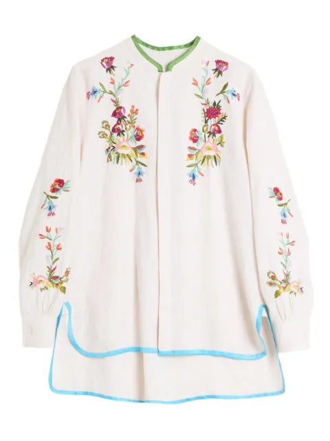 Valentino Garavani - Floral-Embroidered Linen Shirt