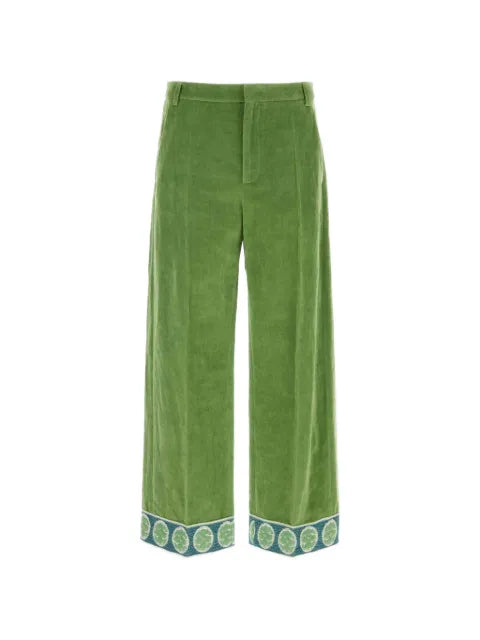 Valentino Garavani - Jacquard-Hem Velvet Trousers