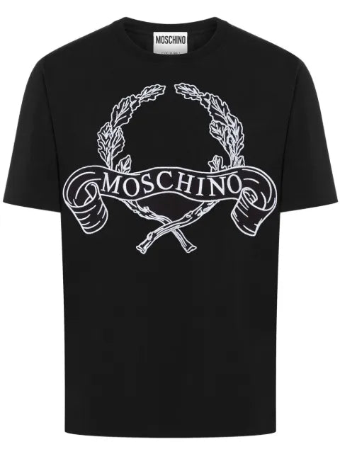 Moschino - Laurel Crown-Embroidered Jersey T-Shirt