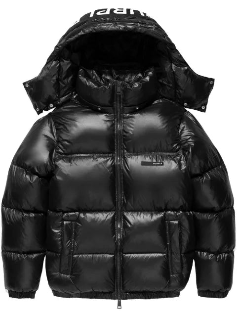 Purple Brand - Nylon Snap Off Hood Puffer Jacket Jet Black "Black"