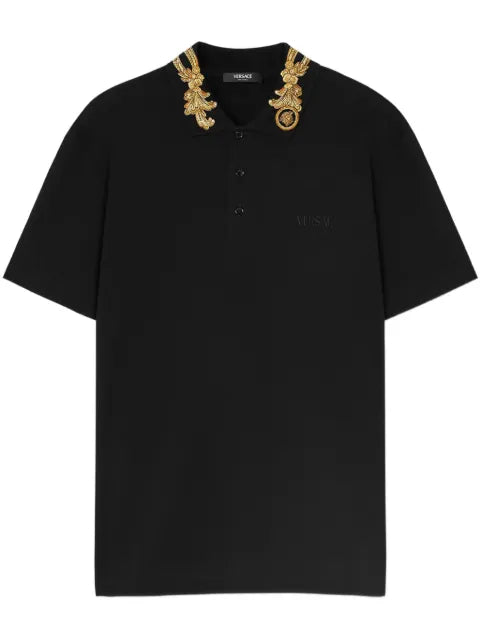 Versace - Barocco Leaf Embroidered Polo Shirt