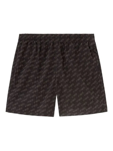 Diesel - Mid-Length Swim Shorts With All-Over Logo