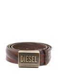 Diesel - Leather Belt 4 Cm With Logo Plaque
