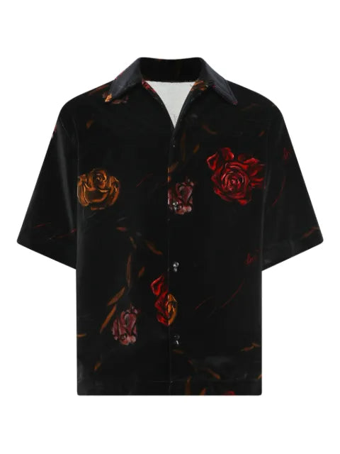 AMIRI - Rose-Print Velvet Shirt