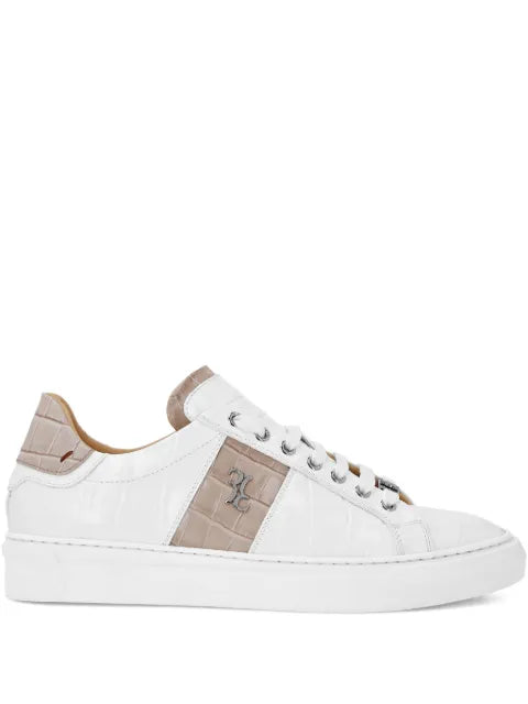 Billionaire - Crocodile-Effect Leather Sneakers