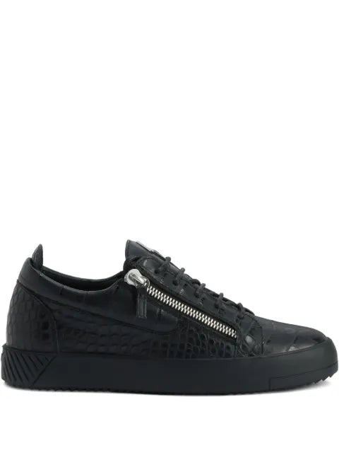 Giuseppe Zanotti - Frankie Crocodile-Effect Zip Trainers