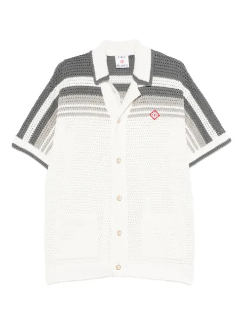 Casablanca - Tennis Striped Button Short Sleeve Shirt