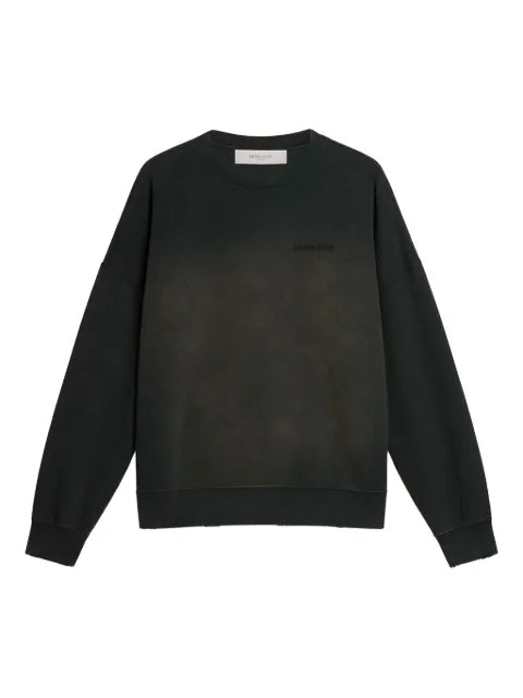 Golden Goose - Sweatshirt In Worn Black Cotton With Logo Embroidery