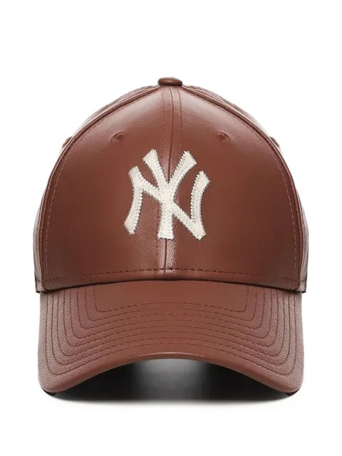 NEW ERA CAP - Logo-Embroidered Leather Baseball Cap