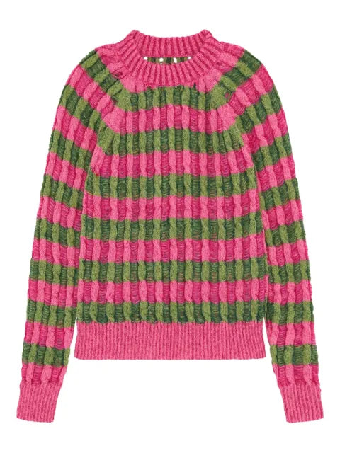 AGR - Cable-Knit Striped Sweater