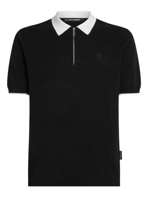 Karl Lagerfeld - Contrast-Collar Half-Zip Polo Shirt