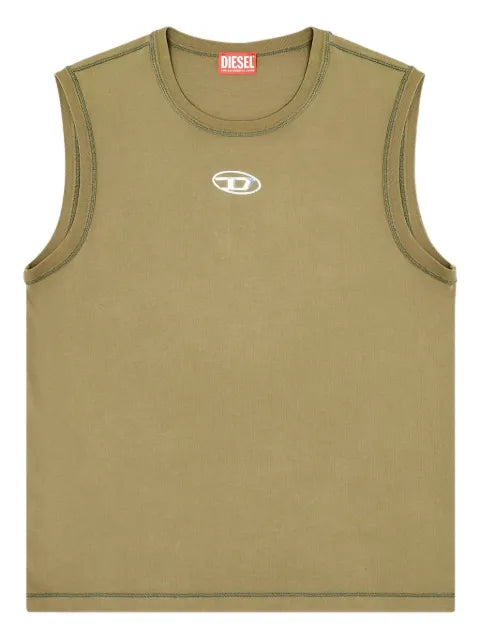 Diesel - Cotton Tank Top With Metallic Oval D