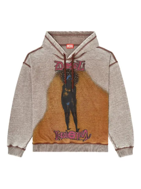 Diesel - Hoodie With Print And Studs