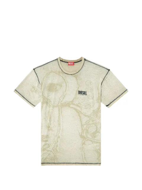 Diesel - Hemp-Cotton T-Shirt With All-Over Print
