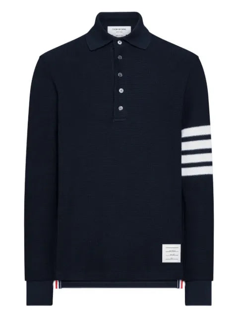 Thom Browne - Textured-Pique 4-Bar Long-Sleeved Polo Shirt