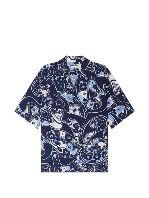 SANDRO - Loose-Fit Print Shark Collar Shirt