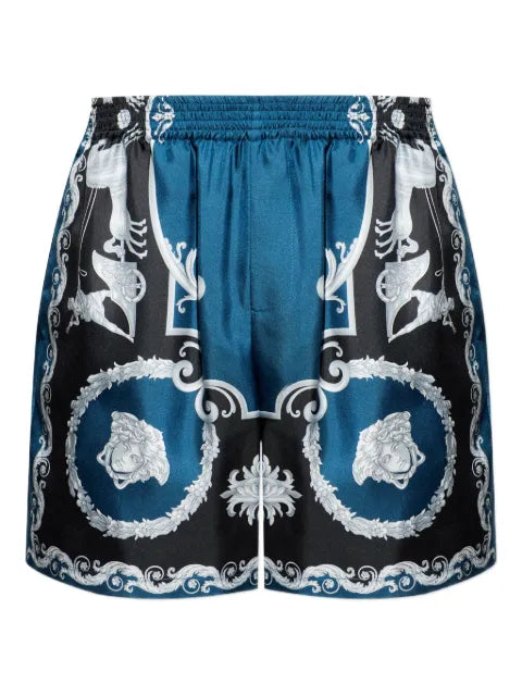 Versace - Hall Of Heroes Print Silk Shorts