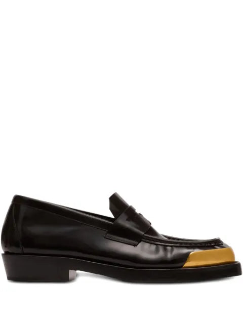 Balmain - Square-Toe Glazed Leather Loafers