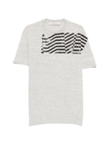 Golden Goose - T-Shirt In Grey Melange Jersey With Flag Print