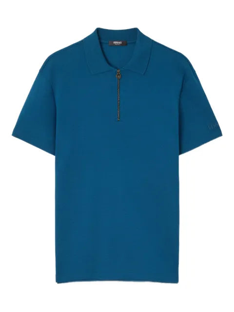 Versace - Embroidered Cotton-Piquã© Half-Zip Polo
