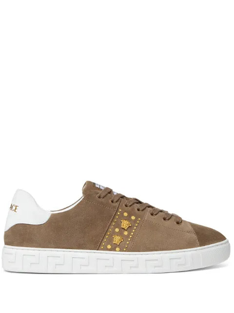 Versace - Greca Embellished Suede Sneakers
