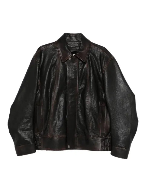 Golden Goose - Bomber Jacket In Burgundy Nappa Leather