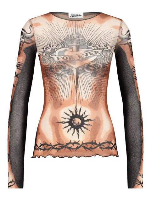 Jean Paul Gaultier - The Safe Sex Tattoo Long-Sleeves Top