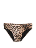 Moschino - Leopard-Print Logo-Plaque Swim Trunks