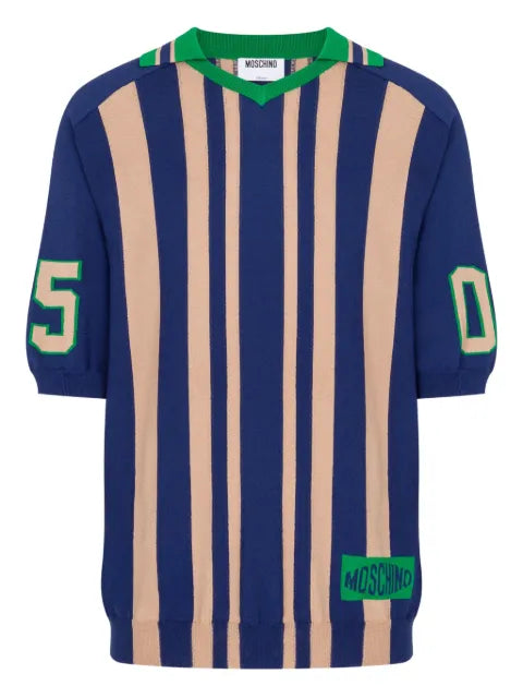 Moschino - Striped V-Neck T-Shirt
