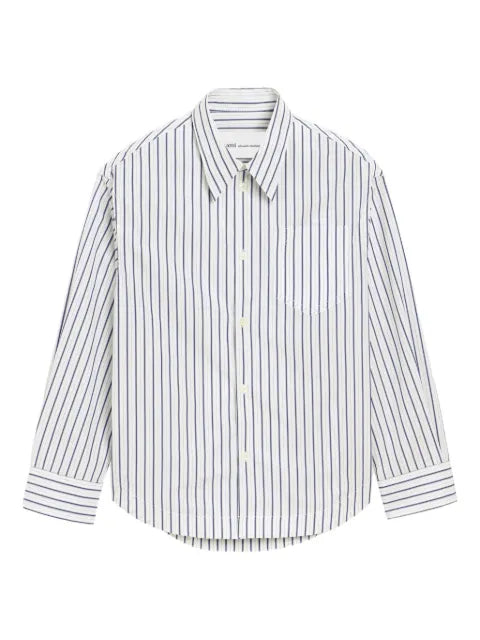 AMI Paris - Striped Cotton Ami De Coeur Wide Shirt