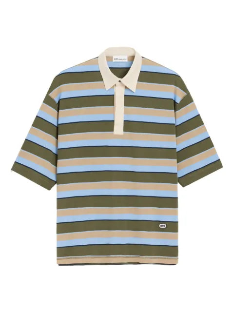 AMI Paris - Striped Cotton Ami Patch Polo