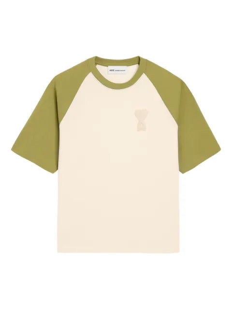 AMI Paris - And Green Cotton Ami De Coeur Knitted Patch T-Shirt