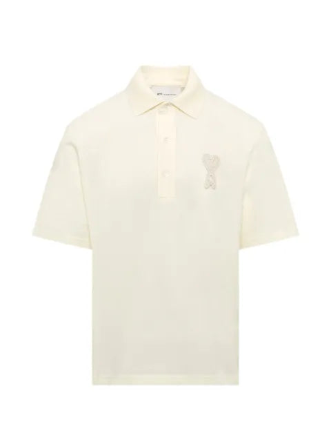 AMI Paris - Cotton Ami De Coeur Knitted Patch Polo