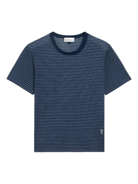 AMI Paris - Striped Cotton Ami De Coeur T-Shirt
