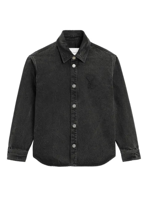 AMI Paris - Overshirt With Knitted Ami De Coeur