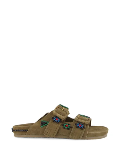Baziszt - Sambla Bead-Embellished Suede Flat Sandals
