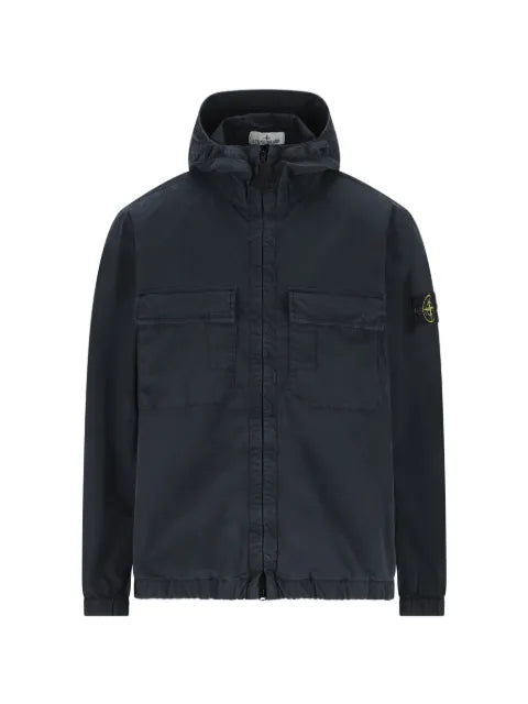 Stone Island - 4100077 Stretch Organic Cotton Twill Hooded Jacket With Anti-Drop