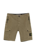 Stone Island - L100019 Brushed Organic Cotton Canvas Old-Effect Slim-Fit Cargo Shorts With Zip Pockets