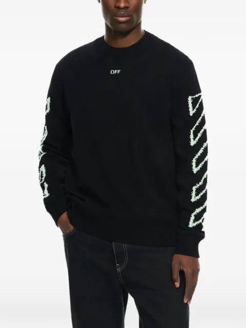 Off-White - Diagonal Arrow Fuzzy Crewneck Sweater