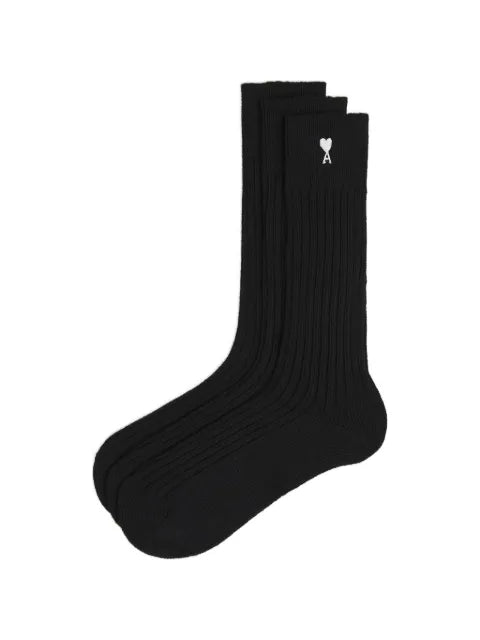 AMI Paris - Ribbed Detail Socks (Set Of Three)