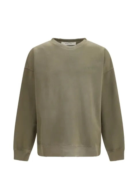 Golden Goose - Sweatshirt In Military-Green Bleached-Look Cotton With Embroidered Logo