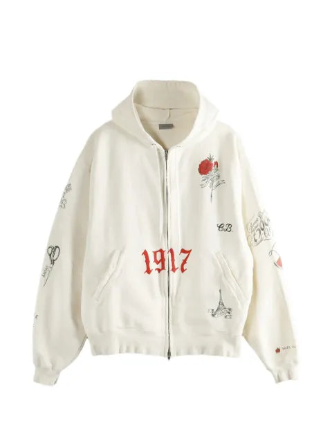 Balenciaga - Tattoo Graphic-Print Zip-Up Hoodie