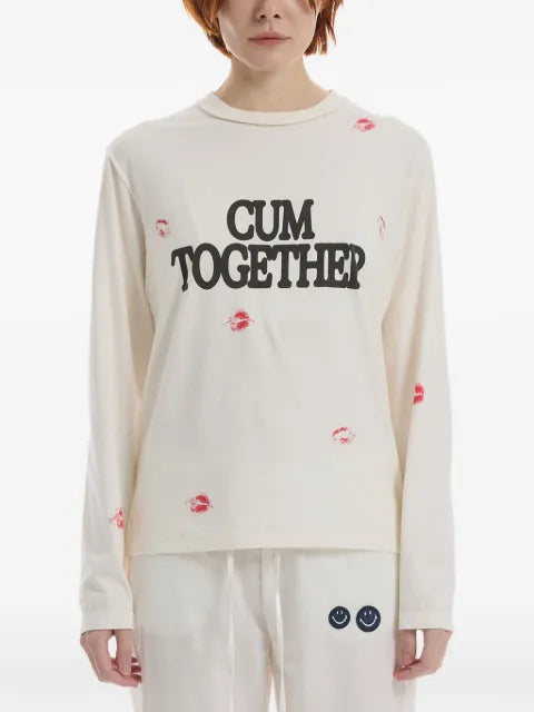 CARNE BOLLENTE - Cum Again? Slogan-Print Long-Sleeve T-Shirt